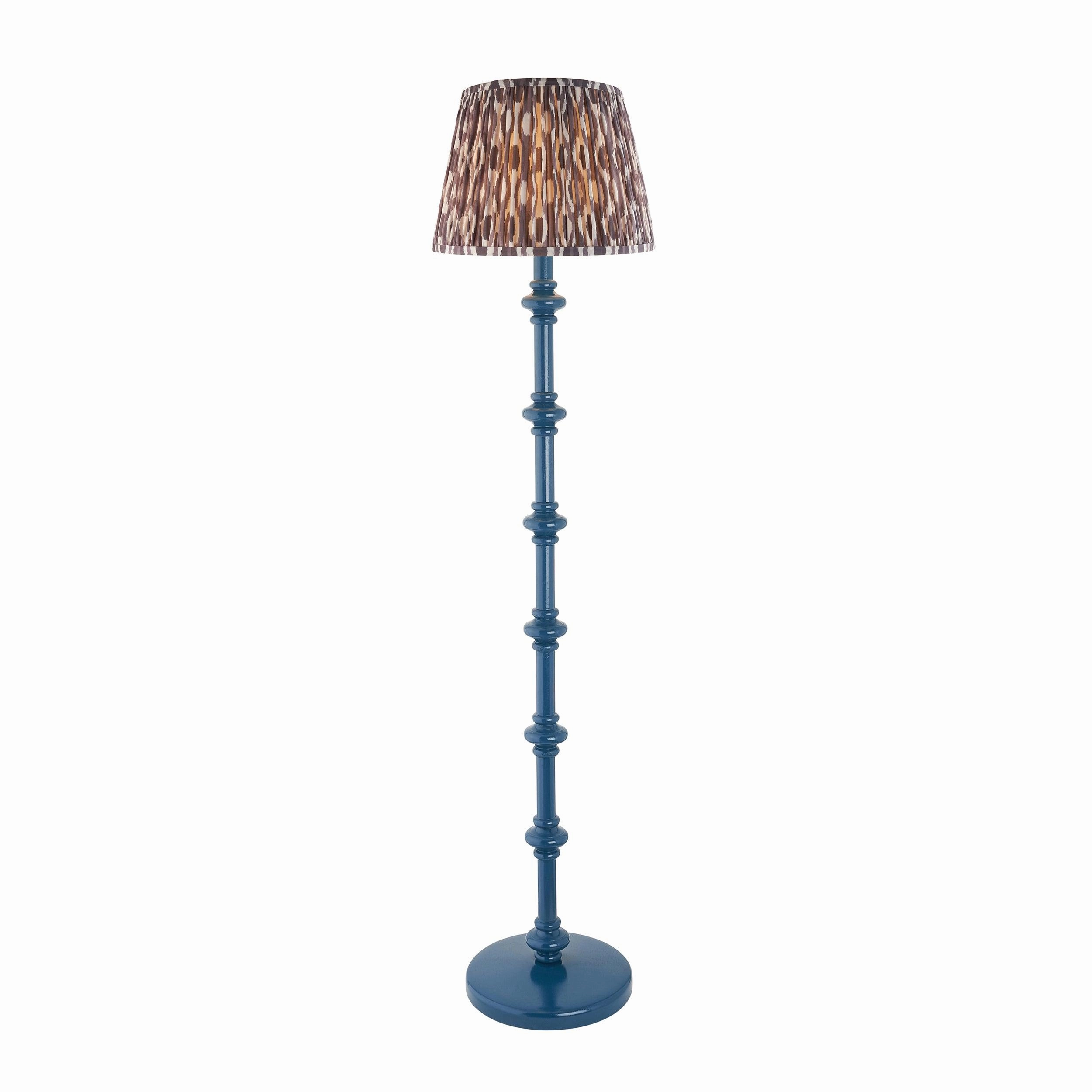 Carnaby Blue Floor Lamp & Ikat 35cm Pearl Grey Shade