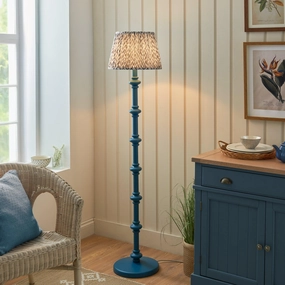 Carnaby Blue Floor Lamp & Leaf 35cm Pearl Grey Shade creative lampshade design