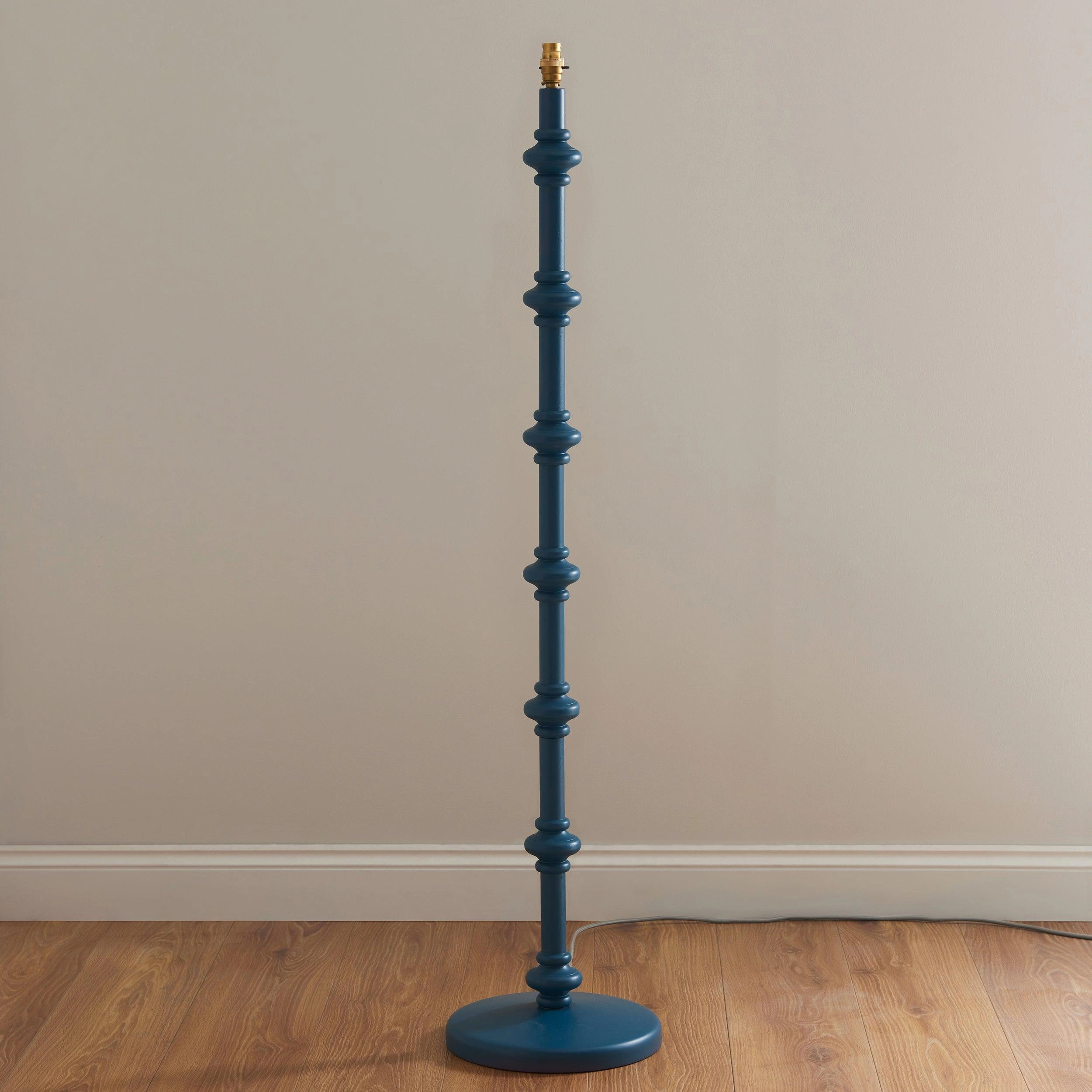 Carnaby Blue Floor Lamp & Leaf 35cm Pearl Grey Shade