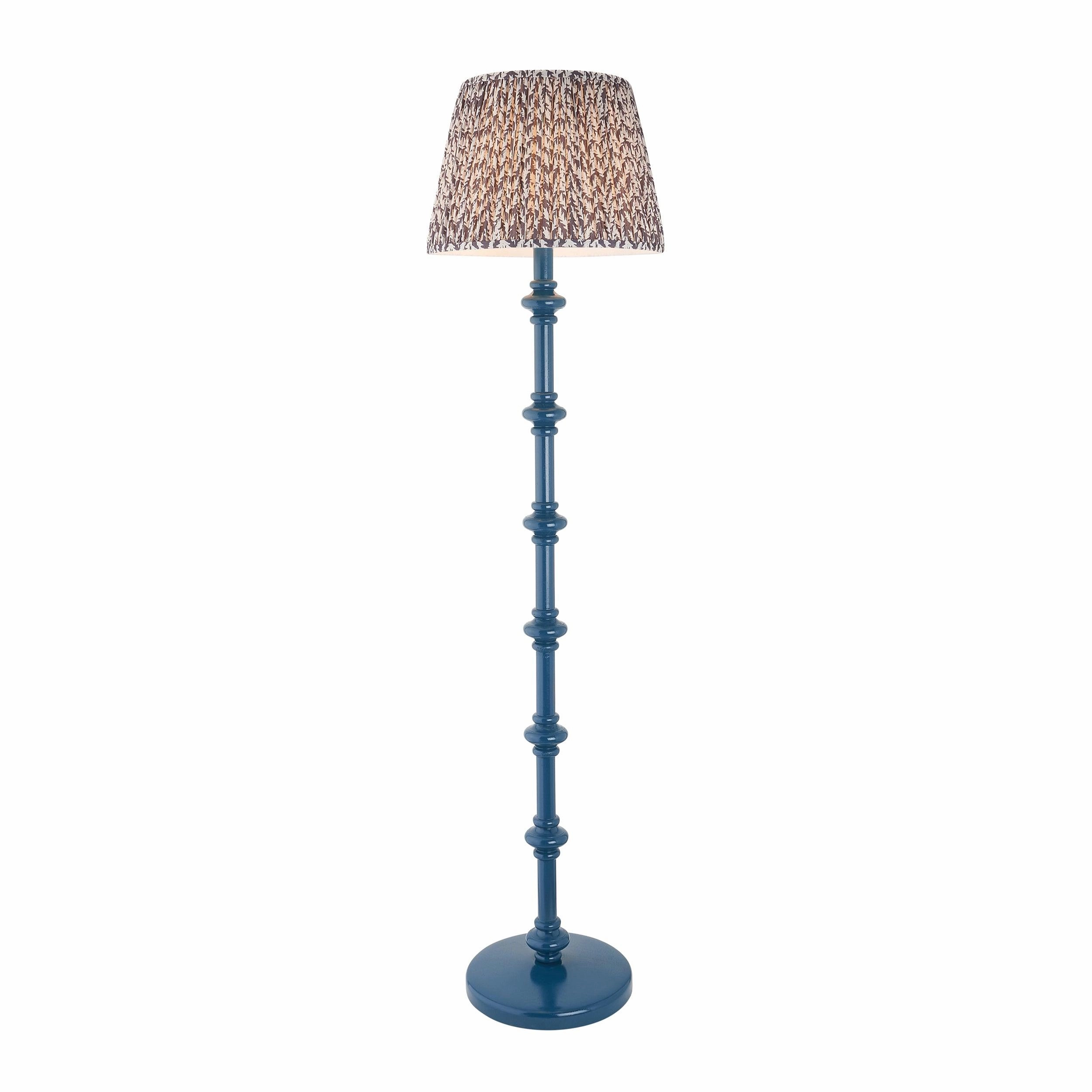 Carnaby Blue Floor Lamp & Leaf 35cm Pearl Grey Shade