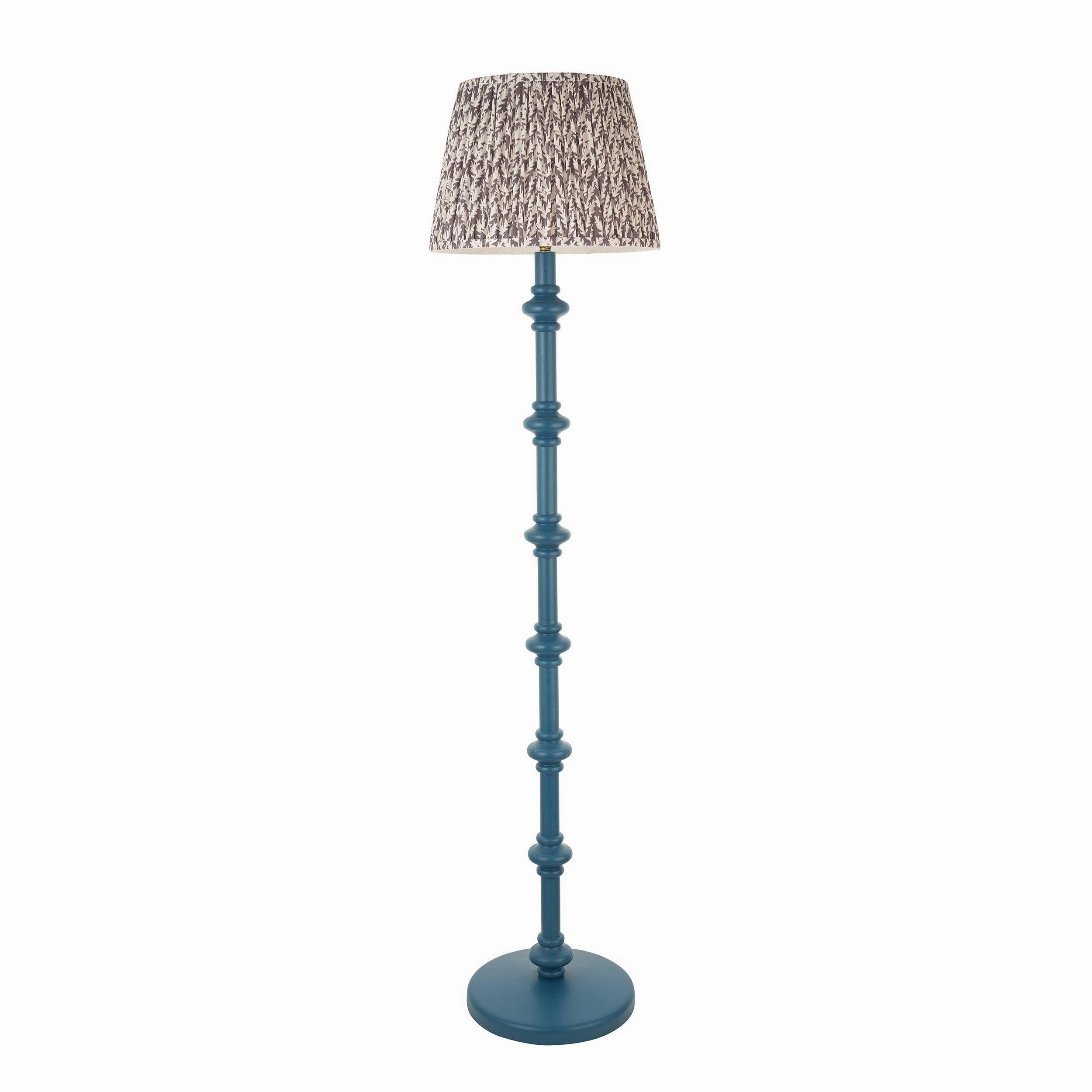 Carnaby Blue Floor Lamp & Leaf 35cm Pearl Grey Shade