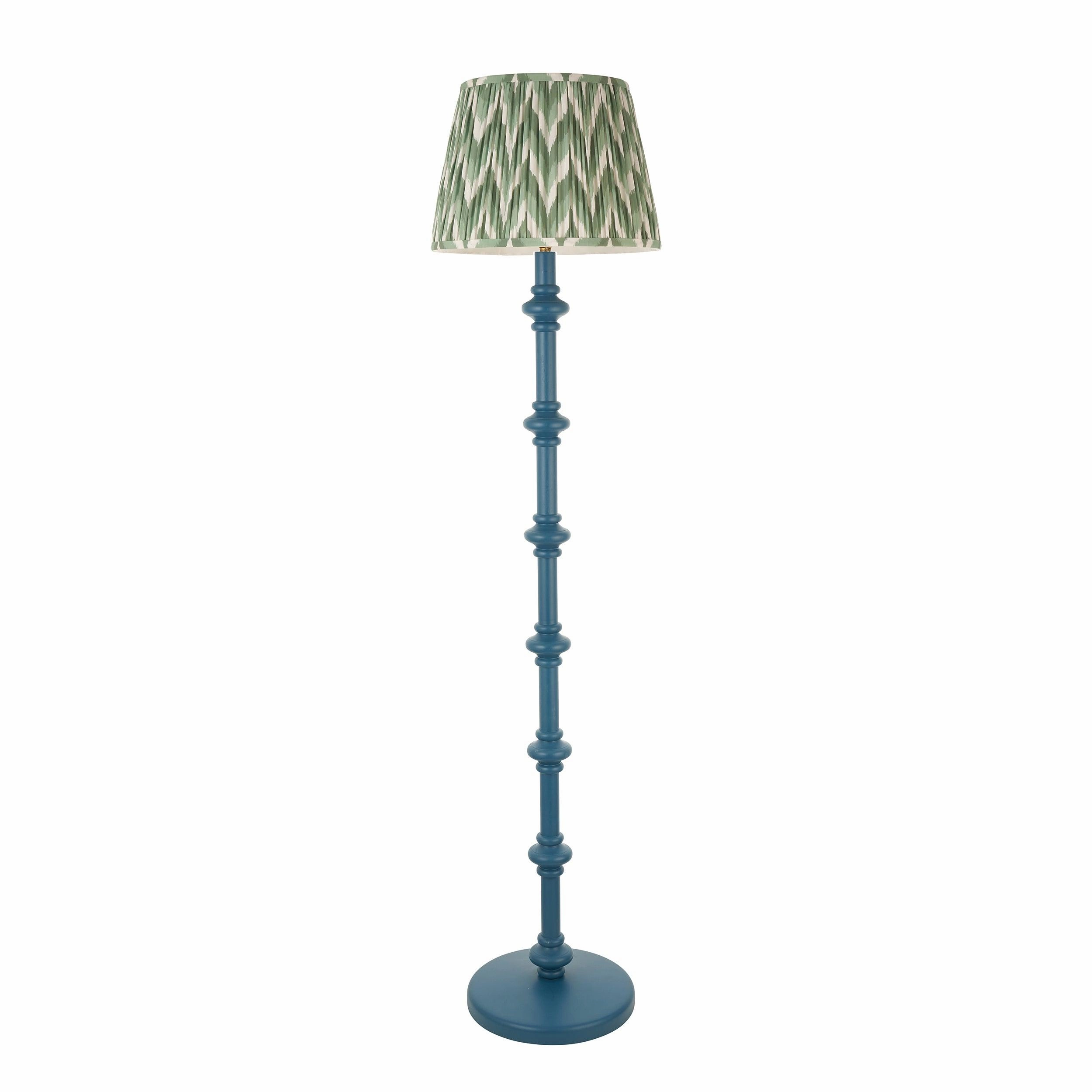 Carnaby Blue Floor Lamp & Zigzag 35cm Cotswold Green Shade