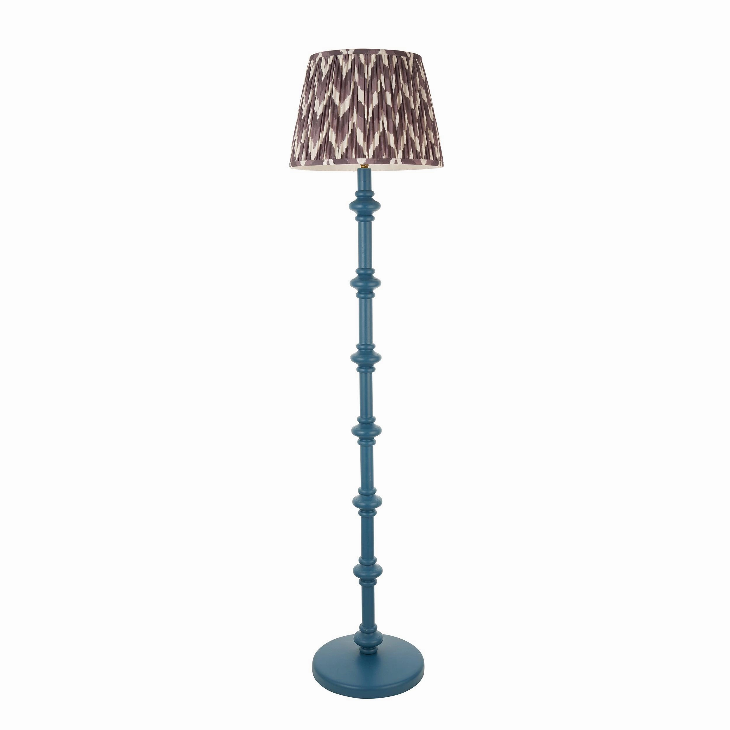 Carnaby Blue Floor Lamp & Zigzag 35cm Pearl Grey Shade