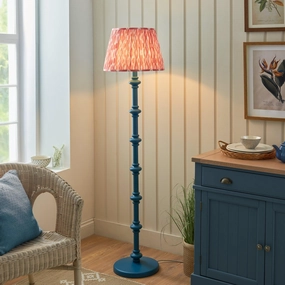 Carnaby Blue Wooden Floor Lamp & Ikat 40cm Coral Pink Shade creative lampshade design