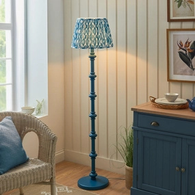 Carnaby Blue Wooden Floor Lamp & Ikat 40cm Marlin Blue Shade creative lampshade design