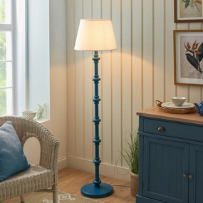 Carnaby Blue Wooden Floor Lamp & Ivy 40cm Vintage White Shade creative lampshade design