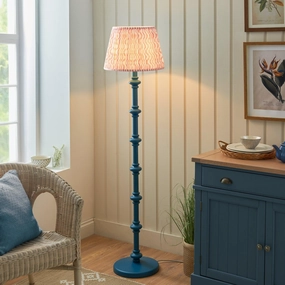 Carnaby Blue Wooden Floor Lamp & Ripple 40cm Coral Pink Shade creative lampshade design