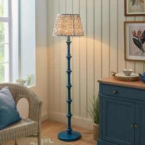 Carnaby Blue Wooden Floor Lamp & Ripple 40cm Pearl Grey Shade creative lampshade design