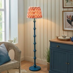 Carnaby Blue Wooden Floor Lamp & Zigzag 40cm Apricot Orange Shade creative lampshade design