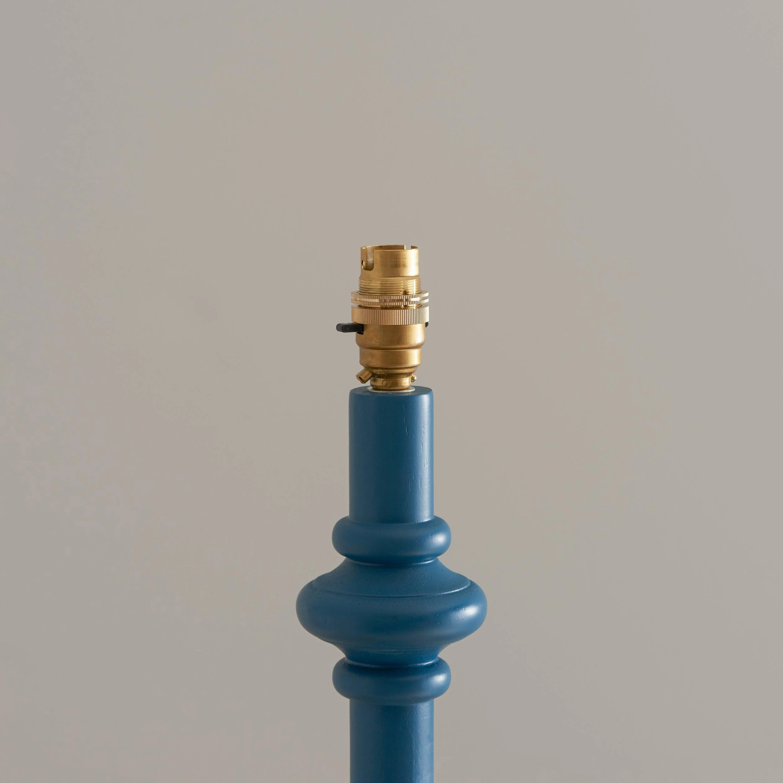 Carnaby Blue Wooden Floor Lamp & Zigzag 40cm Apricot Orange Shade