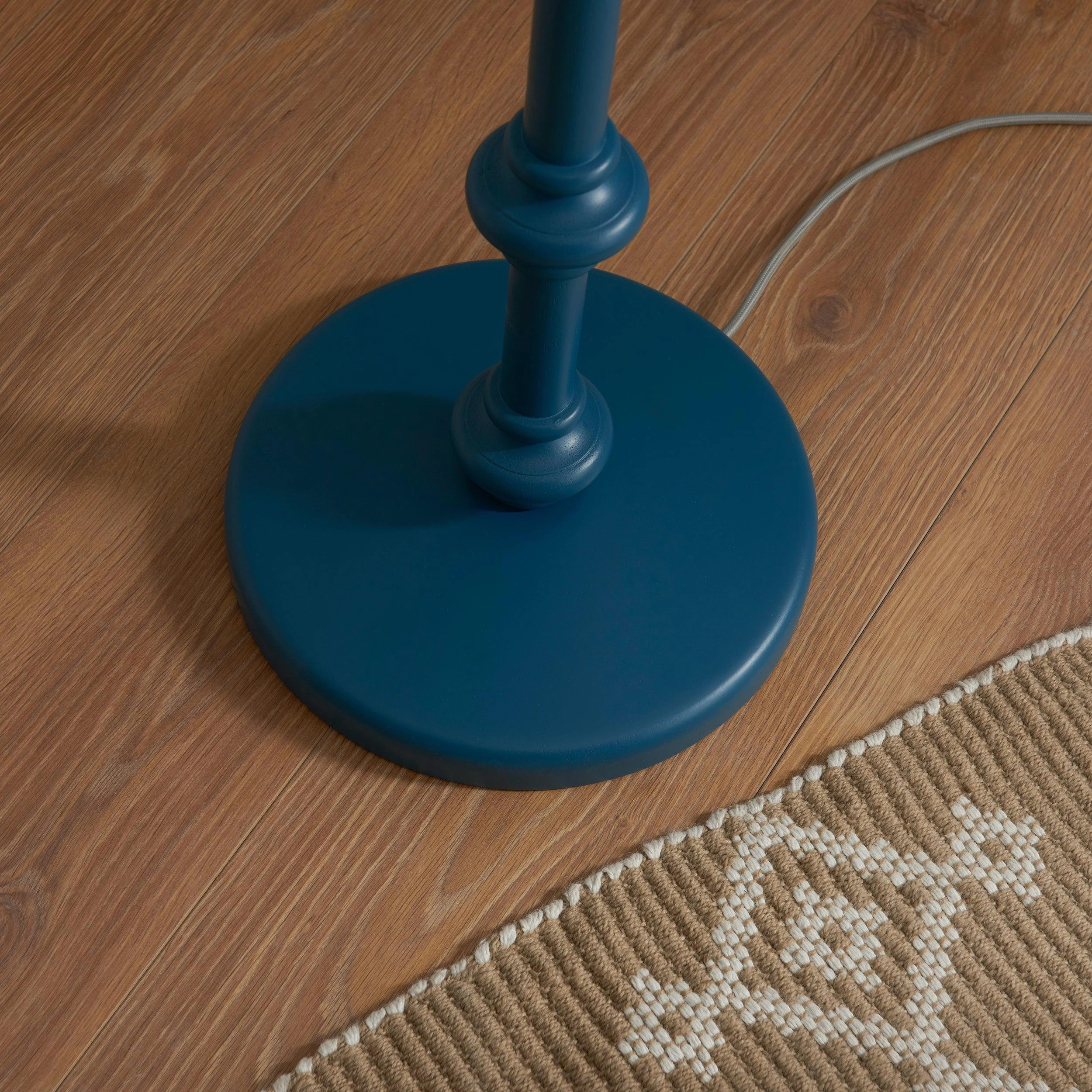 Carnaby Blue Wooden Floor Lamp & Zigzag 40cm Apricot Orange Shade