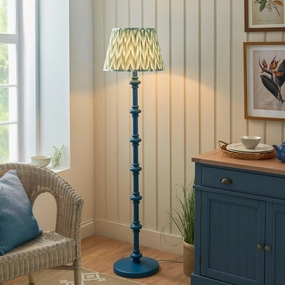 Carnaby Blue Wooden Floor Lamp & Zigzag 40cm Cotswold Green Shade creative lampshade design