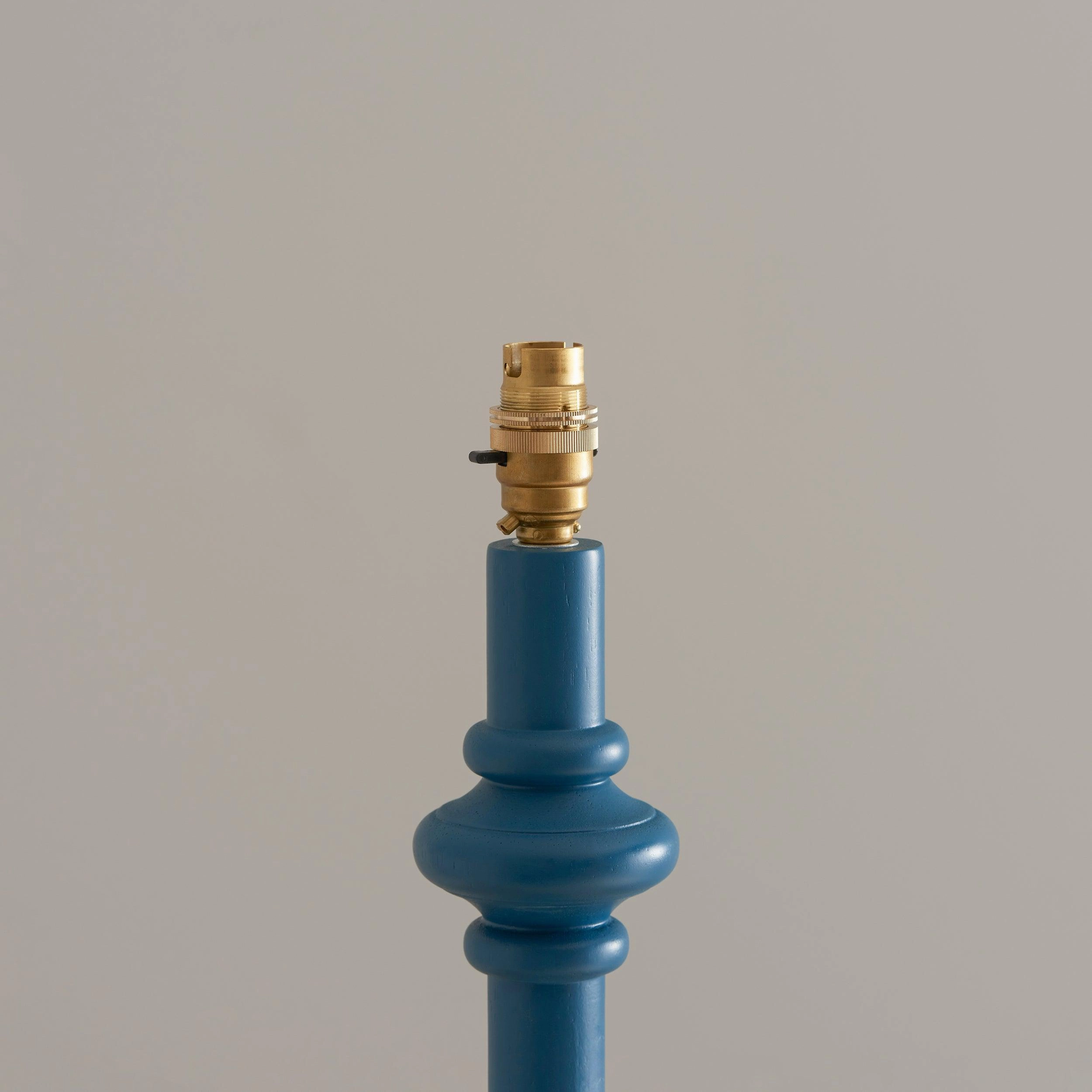 Carnaby Blue Wooden Floor Lamp & Zigzag 40cm Cotswold Green Shade