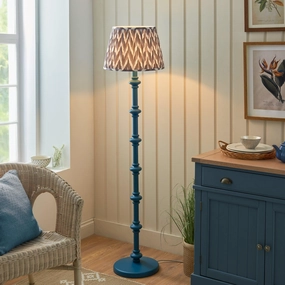 Carnaby Blue Wooden Floor Lamp & Zigzag 40cm Pearl Grey Shade creative lampshade design