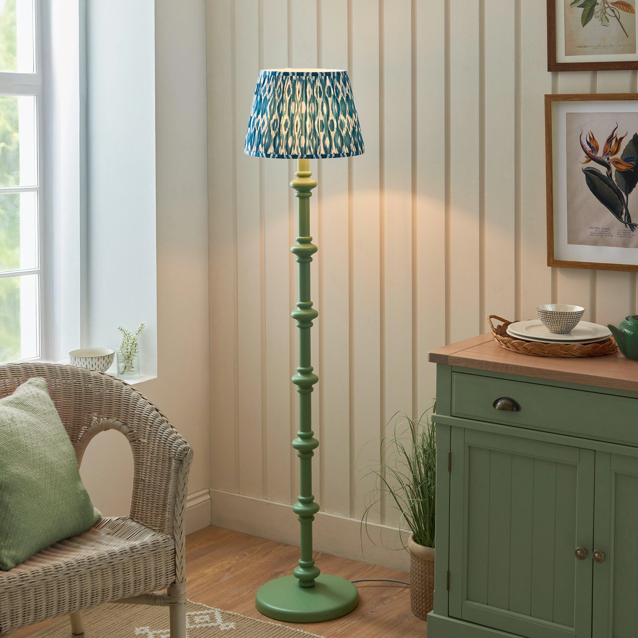 Carnaby Green Floor Lamp & Ikat 35cm Marlin Blue Shade creative lampshade design