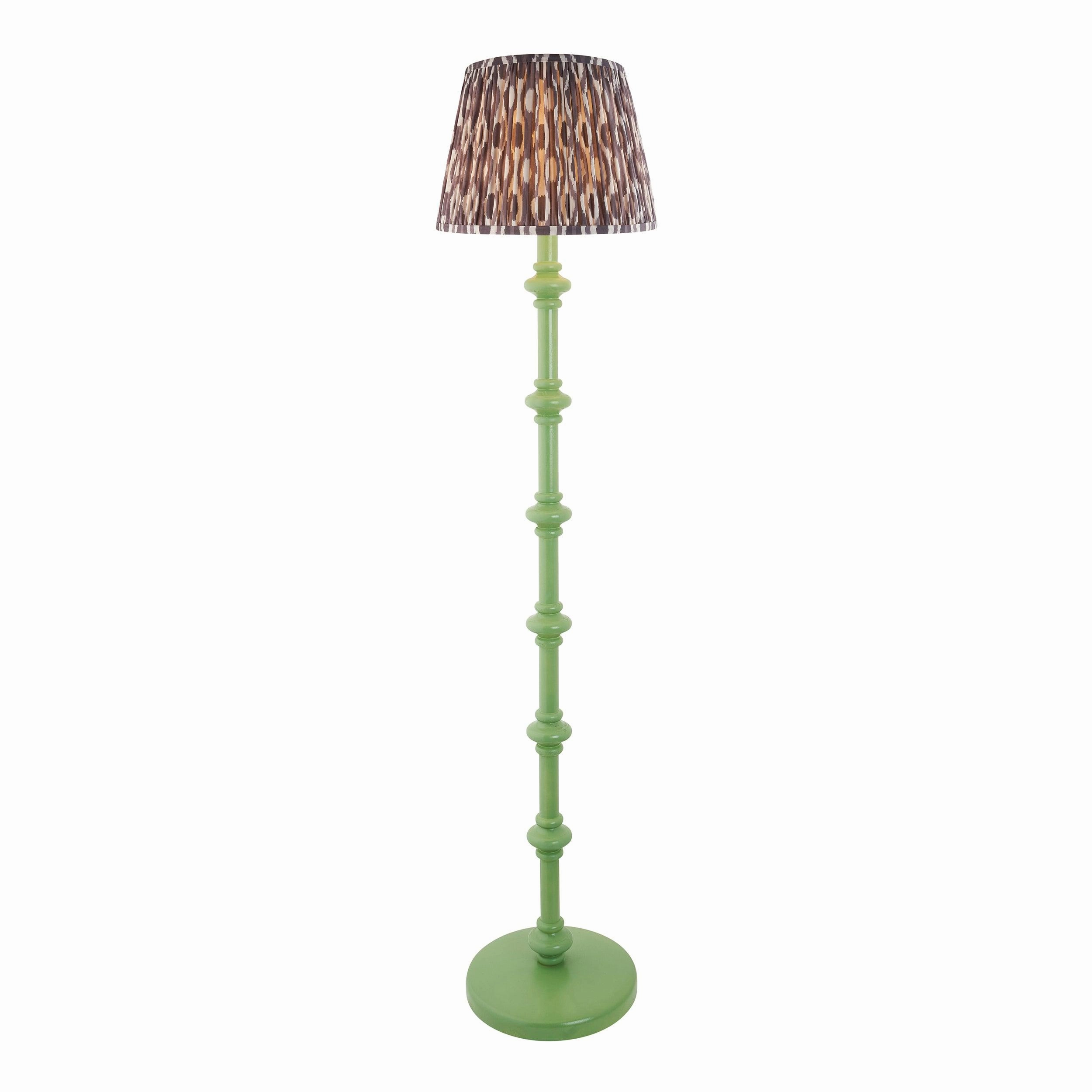 Carnaby Green Floor Lamp & Ikat 35cm Pearl Grey Shade