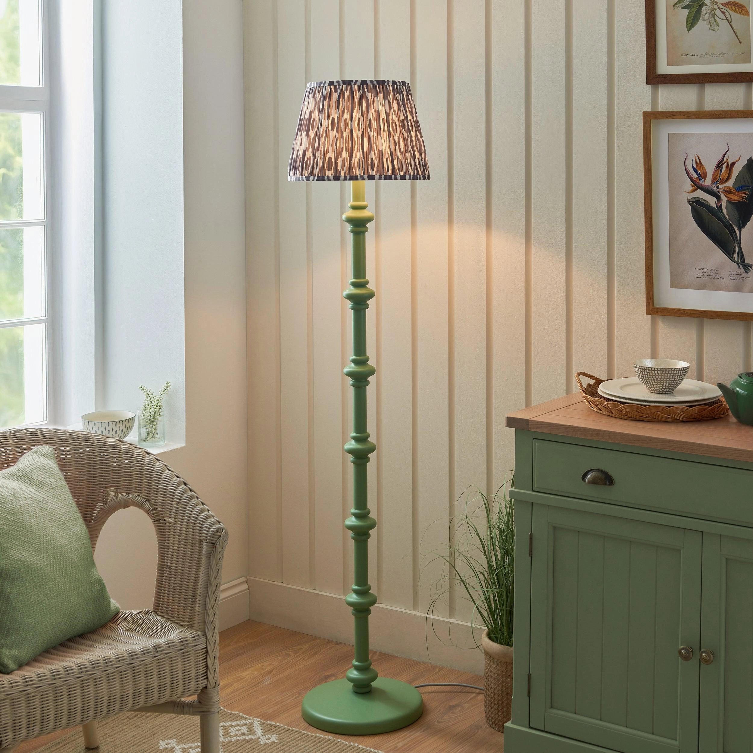 Carnaby Green Floor Lamp & Ikat 35cm Pearl Grey Shade creative lampshade design