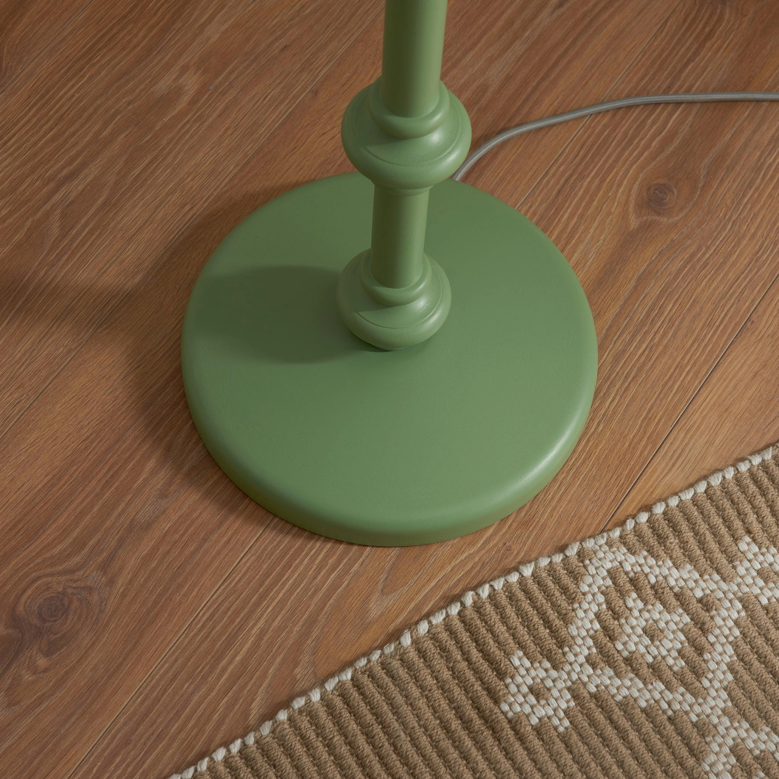 Carnaby Green Floor Lamp & Leaf 35cm Pearl Grey Shade