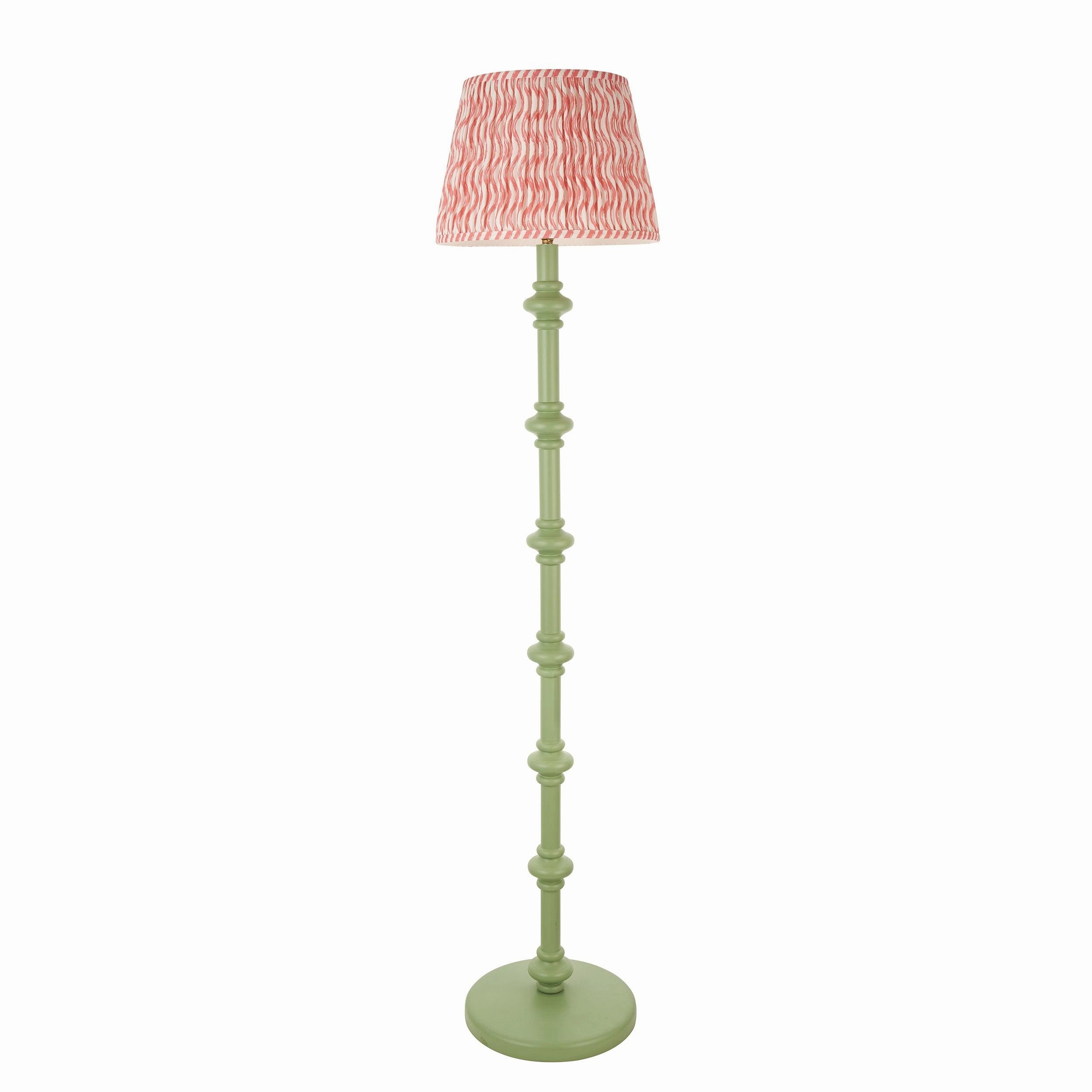 Carnaby Green Floor Lamp & Ripple 35cm Coral Pink Shade