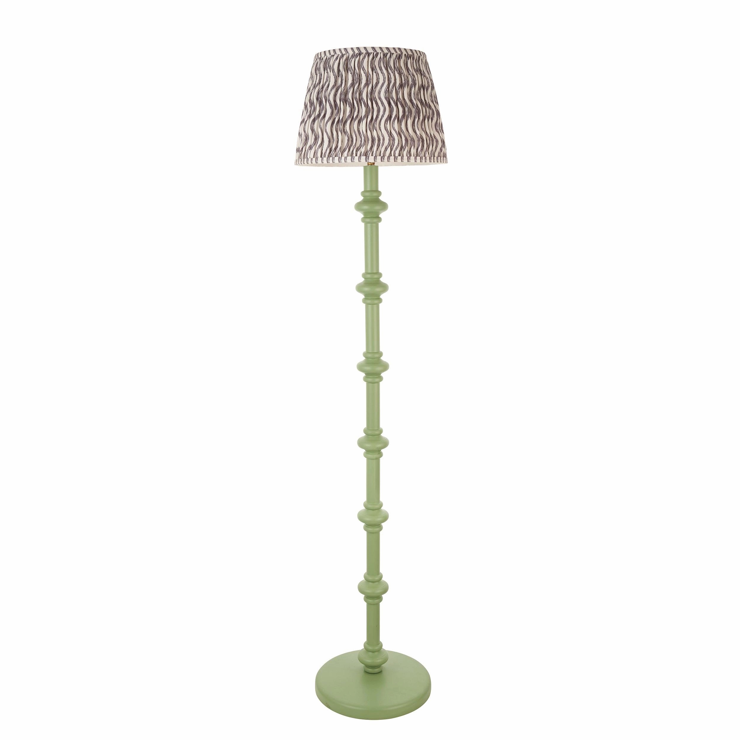 Carnaby Green Floor Lamp & Ripple 35cm Pearl Grey Shade