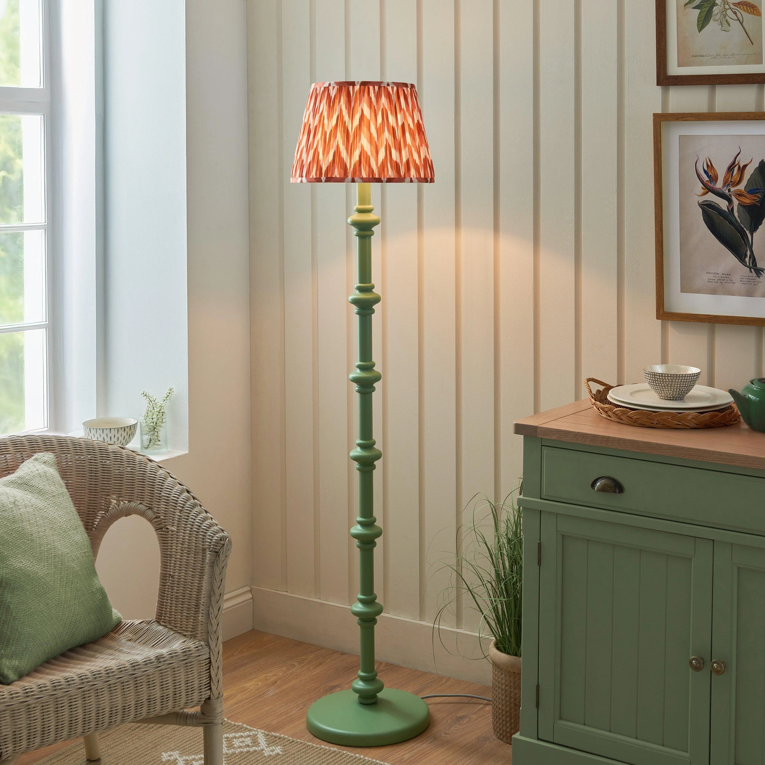 Carnaby Green Floor Lamp & Zigzag 35cm Apricot Orange Shade creative lampshade design