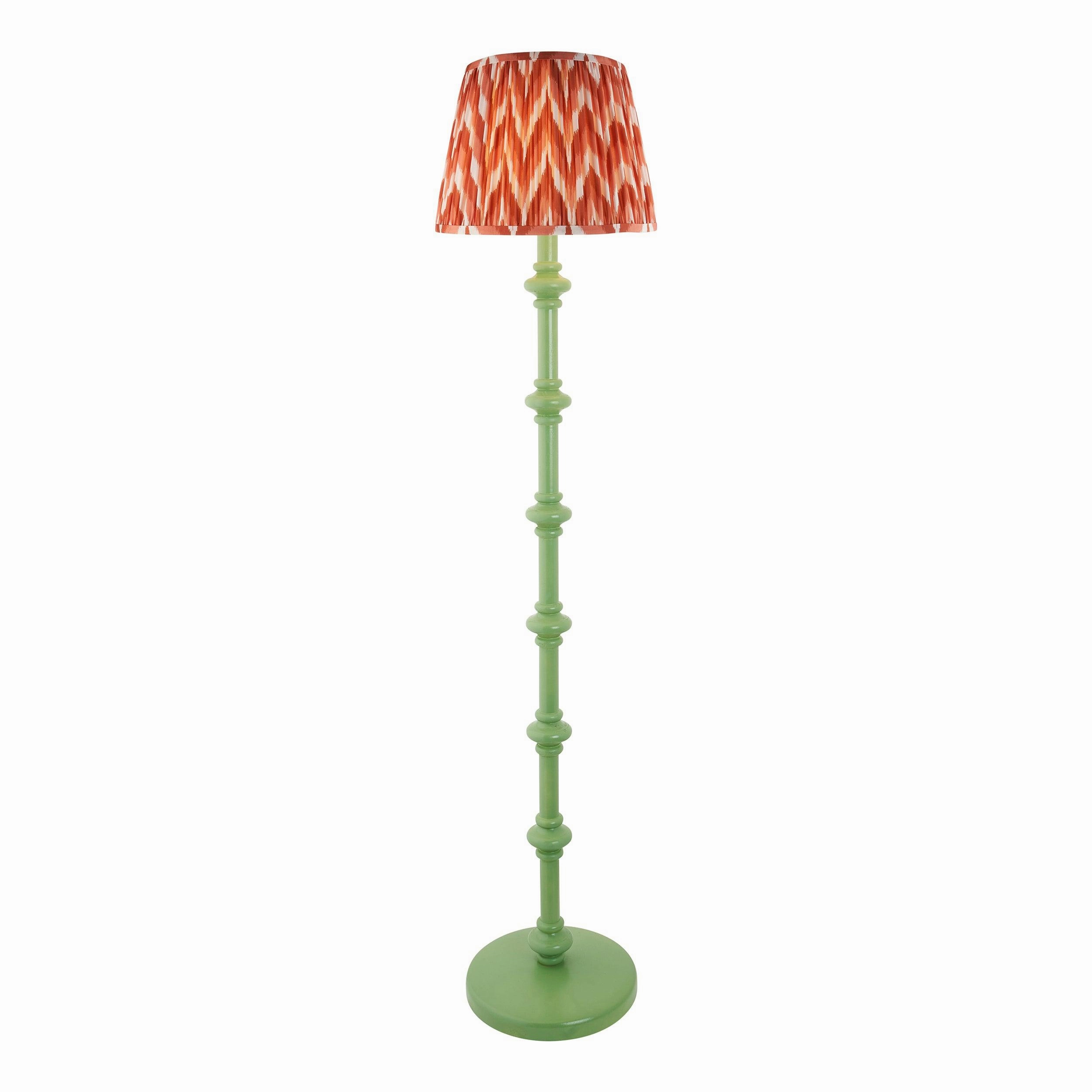 Carnaby Green Floor Lamp & Zigzag 35cm Apricot Orange Shade