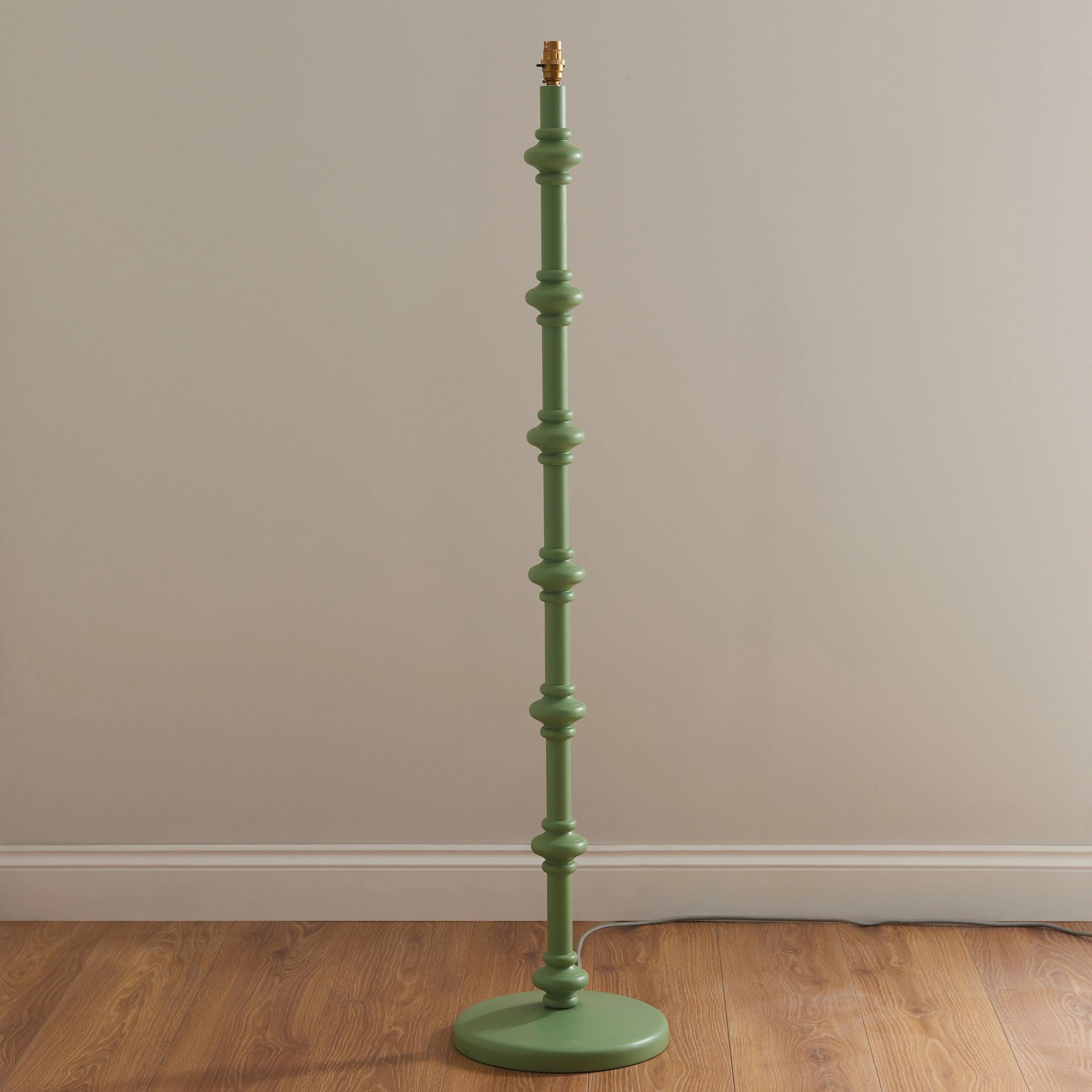 Carnaby Green Floor Lamp & Zigzag 35cm Apricot Orange Shade