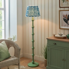 Carnaby Green Wooden Floor Lamp & Ikat 40cm Marlin Blue Shade creative lampshade design