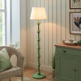 Carnaby Green Wooden Floor Lamp & Ivy 40cm Vintage White Shade creative lampshade design