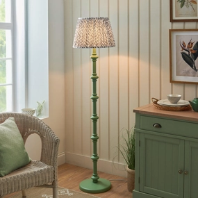 Carnaby Green Wooden Floor Lamp & Leaf 40cm Pearl Grey Shade creative lampshade design
