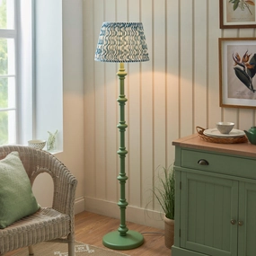 Carnaby Green Wooden Floor Lamp & Ripple 40cm Marlin Blue Shade creative lampshade design