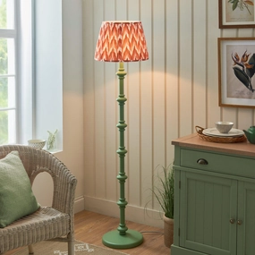 Carnaby Green Wooden Floor Lamp & Zigzag 40cm Apricot Orange Shade creative lampshade design