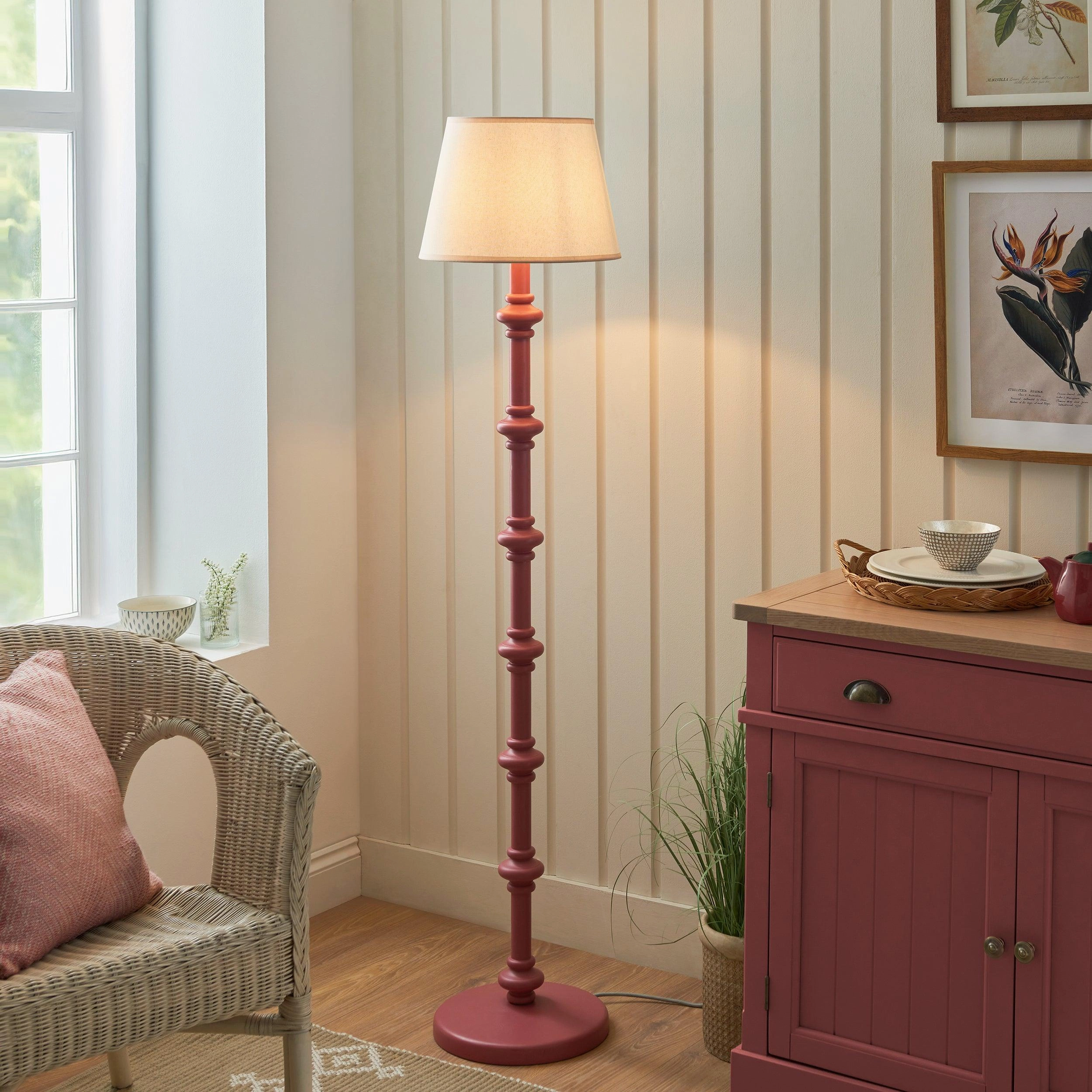Carnaby Pink Floor Lamp & Ivy 35cm Vintage White Shade creative lampshade design