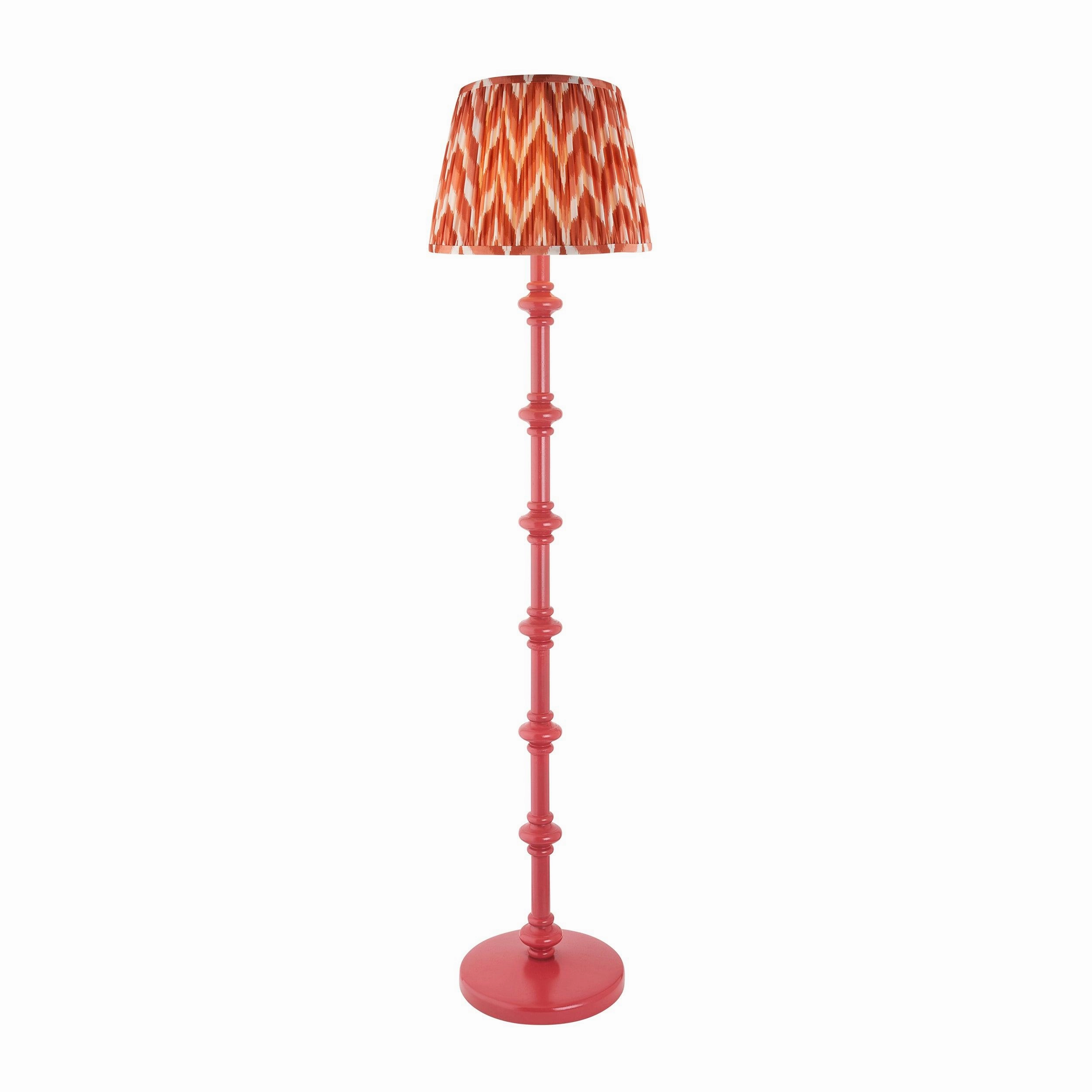Carnaby Pink Floor Lamp & Zigzag 35cm Apricot Orange Shade