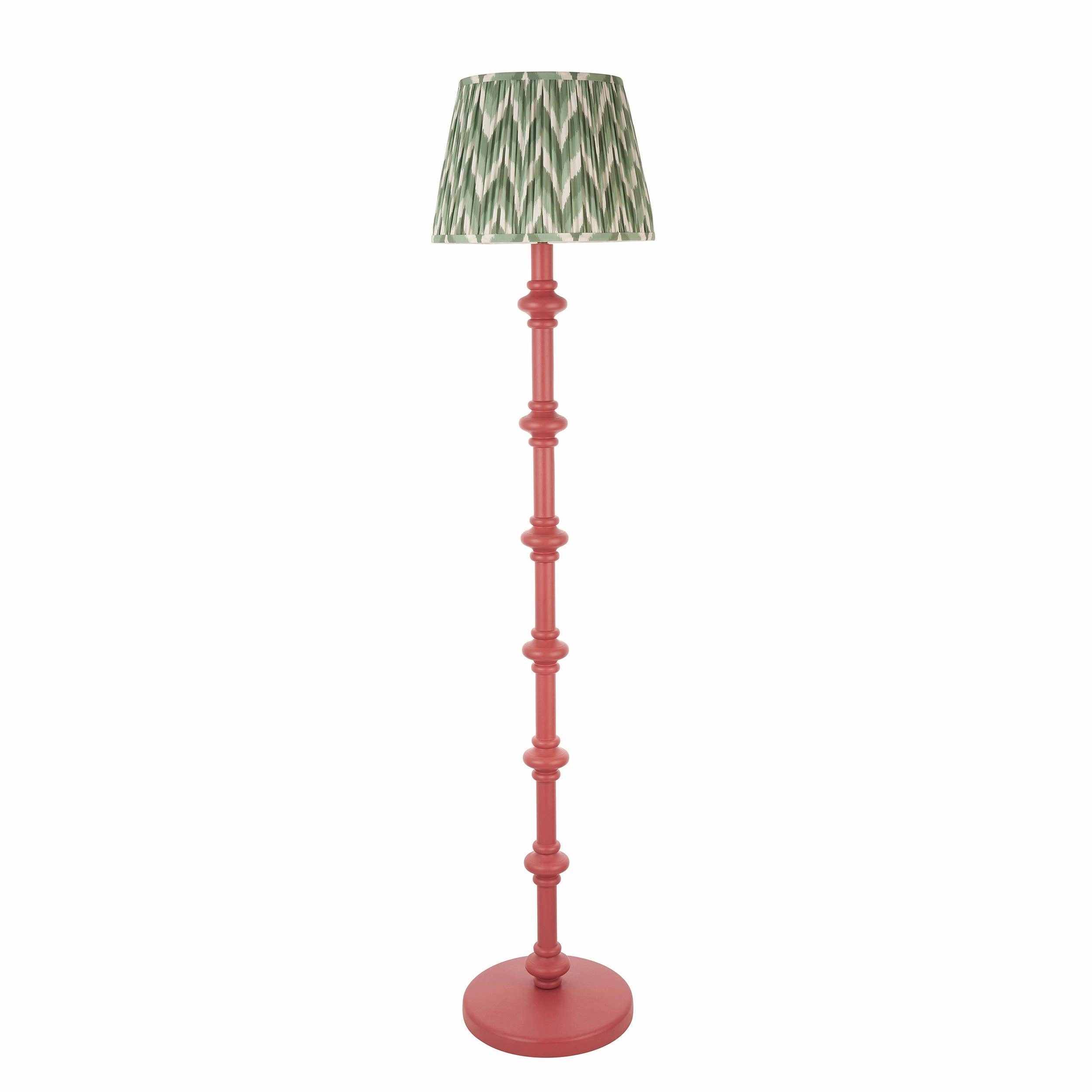Carnaby Pink Floor Lamp & Zigzag 35cm Cotswold Green Shade