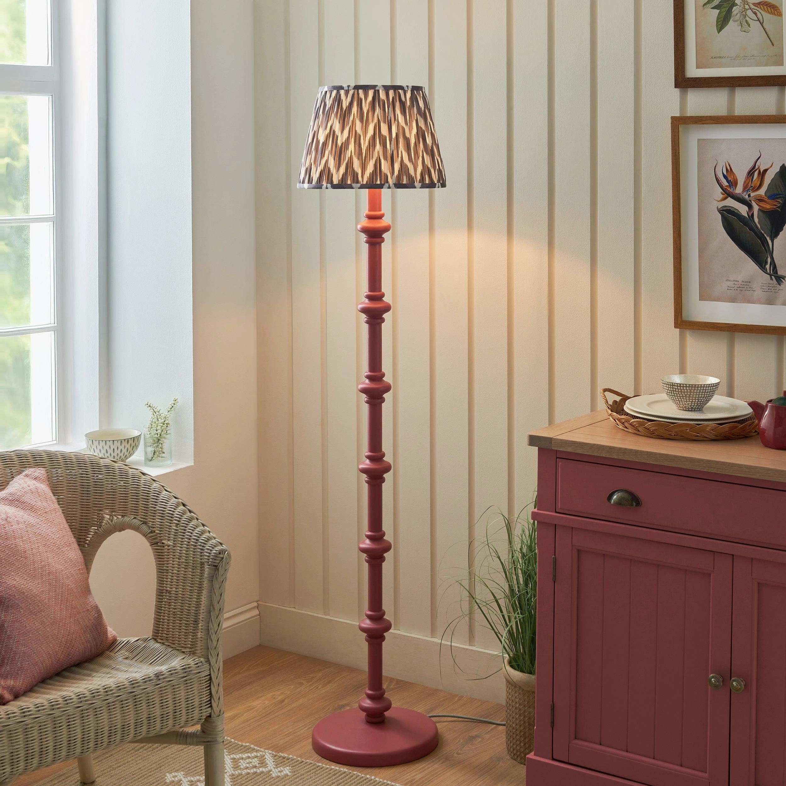 Carnaby Pink Floor Lamp & Zigzag 35cm Pearl Grey Shade creative lampshade design