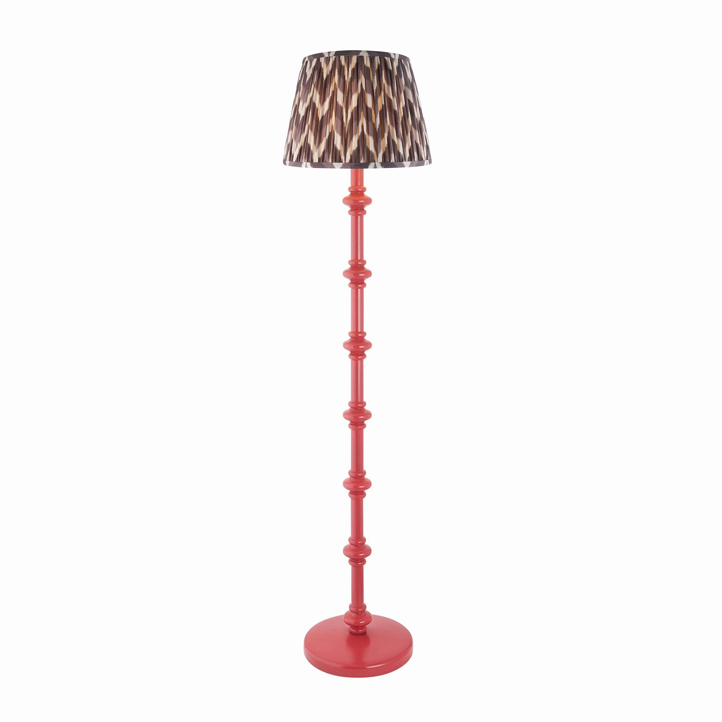 Carnaby Pink Floor Lamp & Zigzag 35cm Pearl Grey Shade