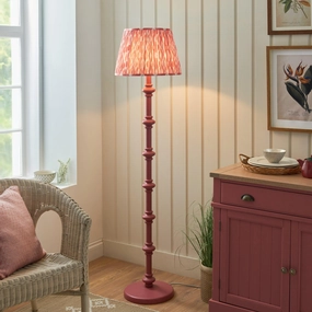 Carnaby Pink Wooden Floor Lamp & Ikat 40cm Coral Pink Shade creative lampshade design