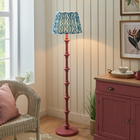 Carnaby Pink Wooden Floor Lamp & Ikat 40cm Marlin Blue Shade creative lampshade design
