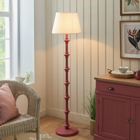 Carnaby Pink Wooden Floor Lamp & Ivy 40cm Vintage White Shade creative lampshade design