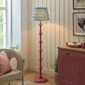 Carnaby Pink Wooden Floor Lamp & Ripple 40cm Marlin Blue Shade creative lampshade design