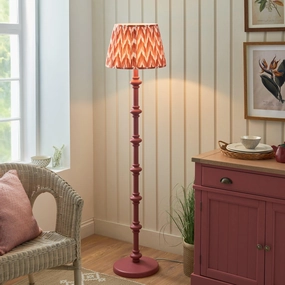 Carnaby Pink Wooden Floor Lamp & Zigzag 40cm Apricot Orange Shade creative lampshade design