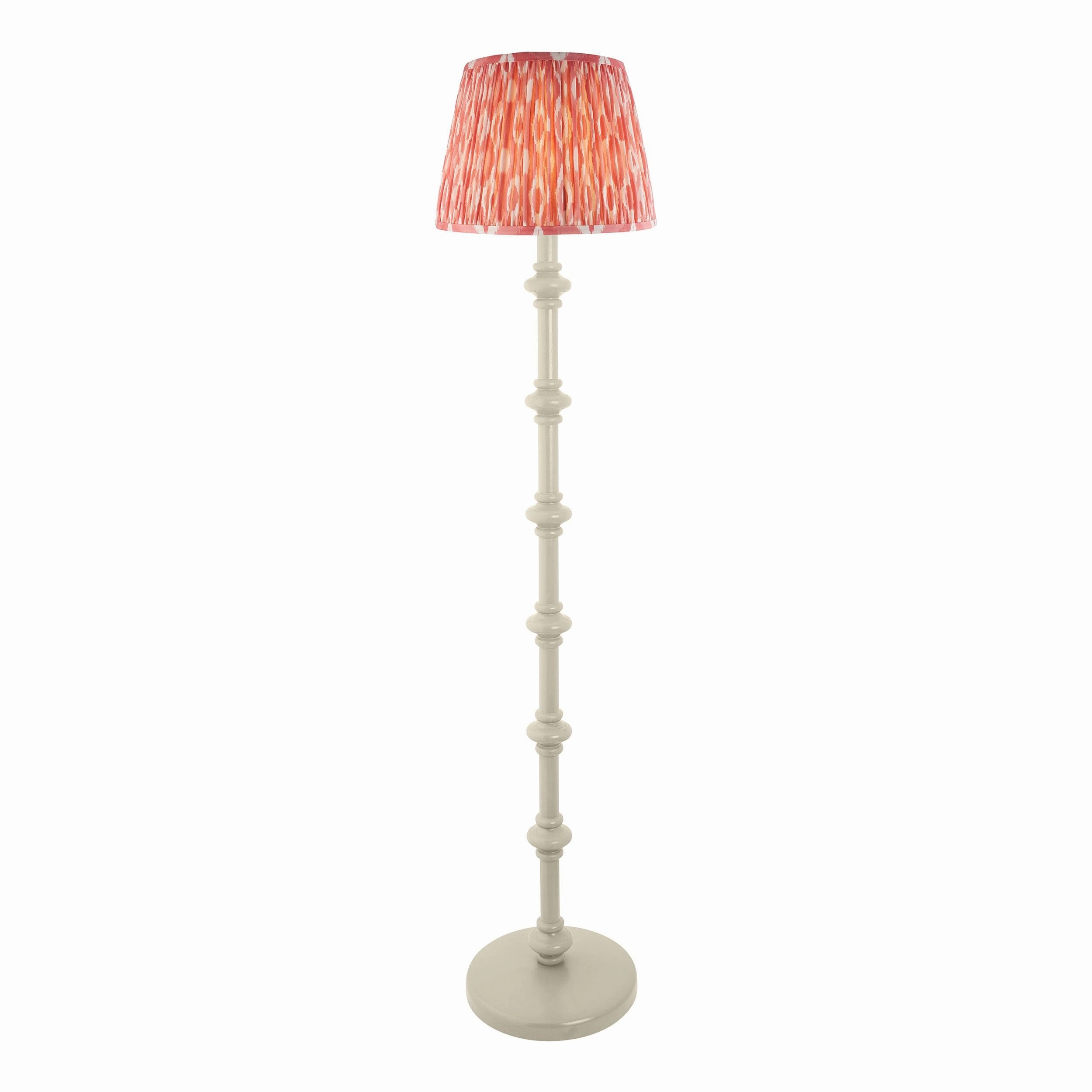 Carnaby White Floor Lamp & Ikat 35cm Coral Pink Shade