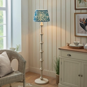 Carnaby White Floor Lamp & Ikat 35cm Marlin Blue Shade creative lampshade design