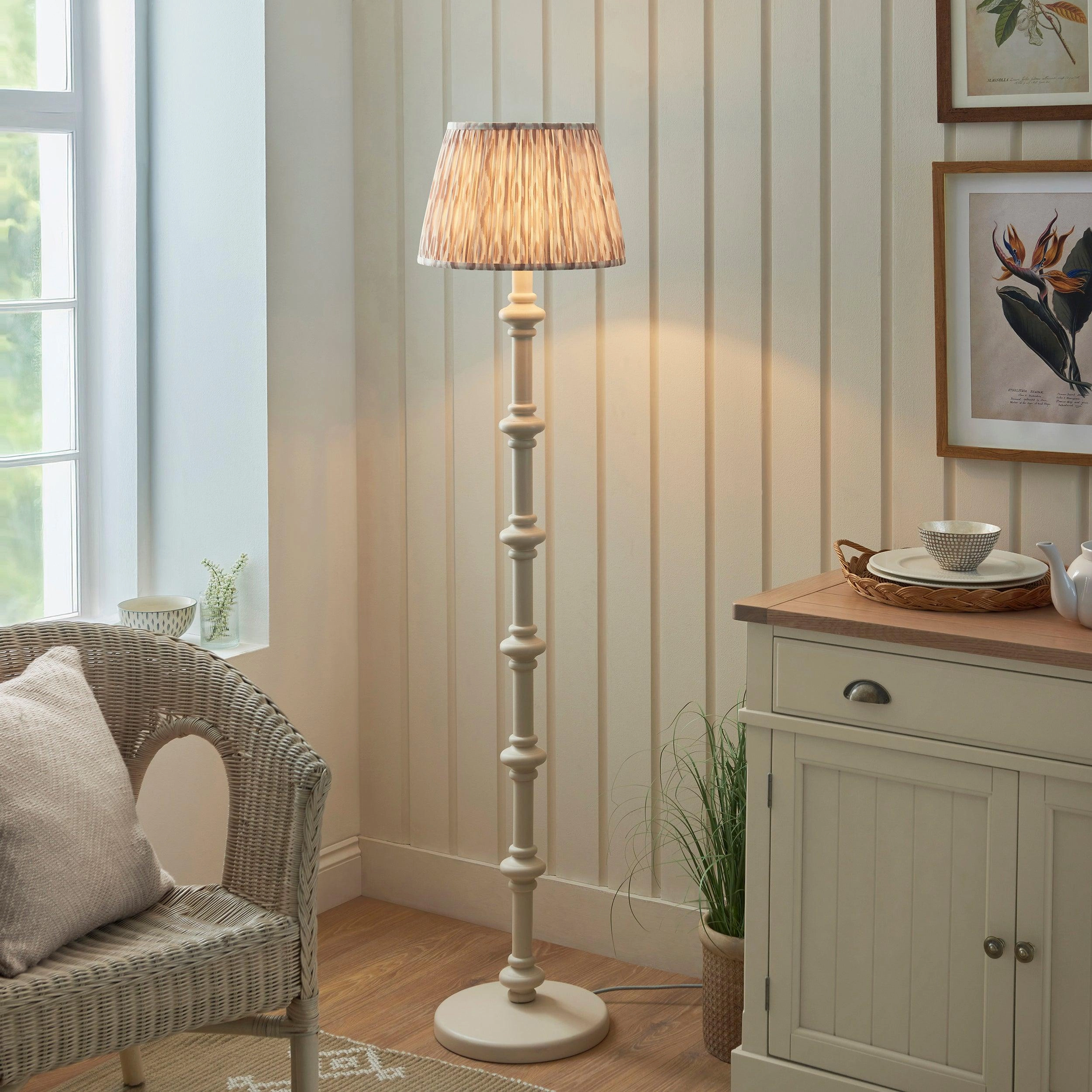 Carnaby White Floor Lamp & Ikat 35cm Neutral Shade creative lampshade design