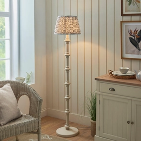 Carnaby White Floor Lamp & Ripple 35cm Pearl Grey Shade creative lampshade design