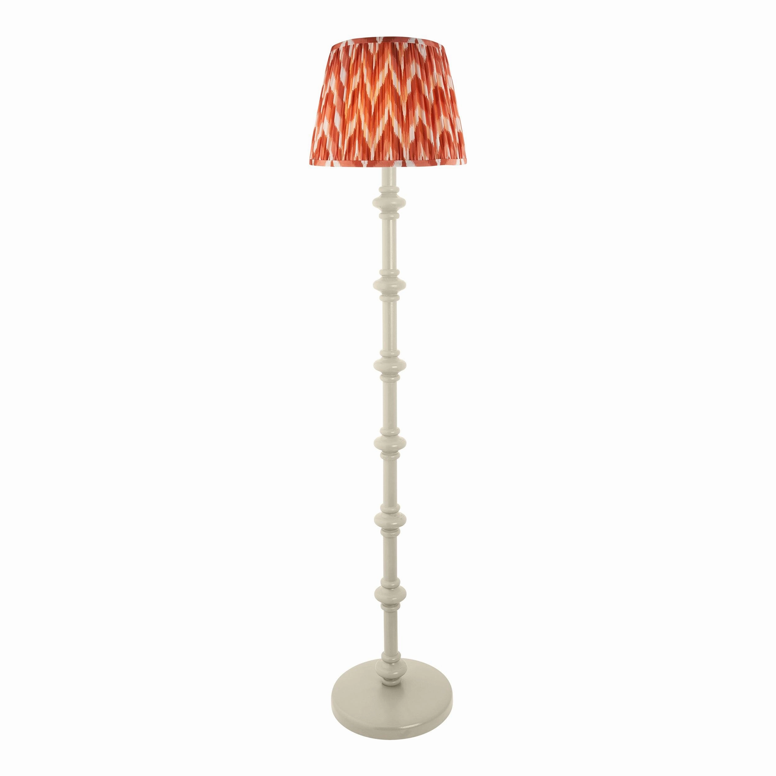 Carnaby White Floor Lamp & Zigzag 35cm Apricot Orange Shade