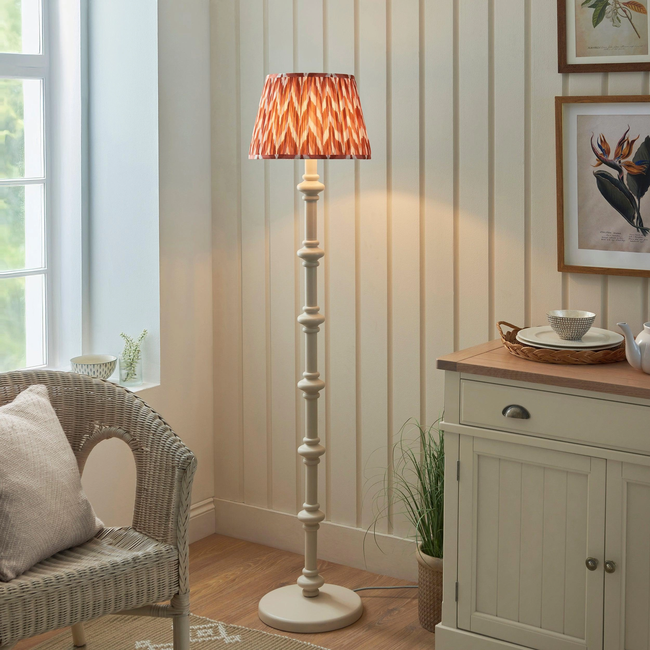 Carnaby White Floor Lamp & Zigzag 35cm Apricot Orange Shade creative lampshade design