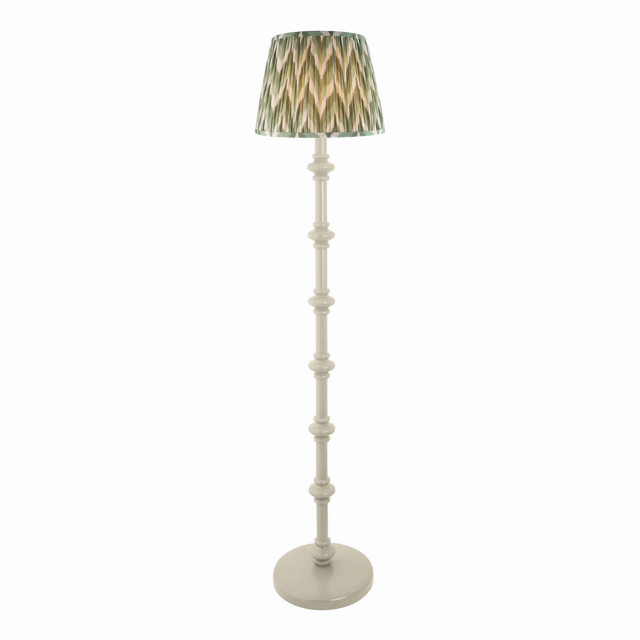 Carnaby White Floor Lamp & Zigzag 35cm Cotswold Green Shade