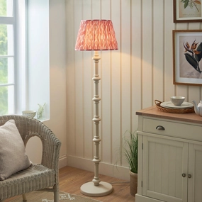 Carnaby White Wooden Floor Lamp & Ikat 40cm Coral Pink Shade creative lampshade design